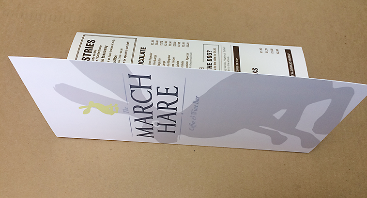 The March Hare Menu design and printing UK