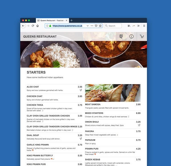 Restaurant ordering website